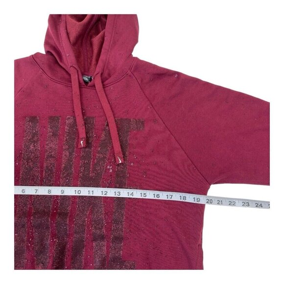Nike Dri-Fit Pullover Hoodie  Women XS Maroon Oversize Glitter Logo Sides Slits - Picture 4 of 13